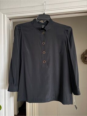 DKNY Button Mandarin Collar Blouse